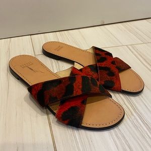 Stuart Weitzman red calf hair sandal